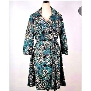 Stunning cheetah print belted trench coat NWT